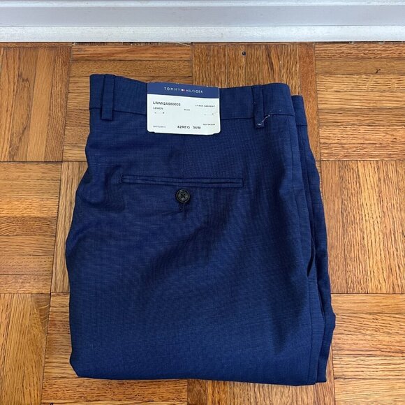 Tommy Hilfiger Slim Fit Stretch Dress Pants 36W 42R in Blue - Picture 2 of 7